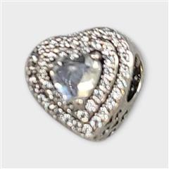 Authentic Pandora Charm, Sparkling Levelled Hearts, #799218C01